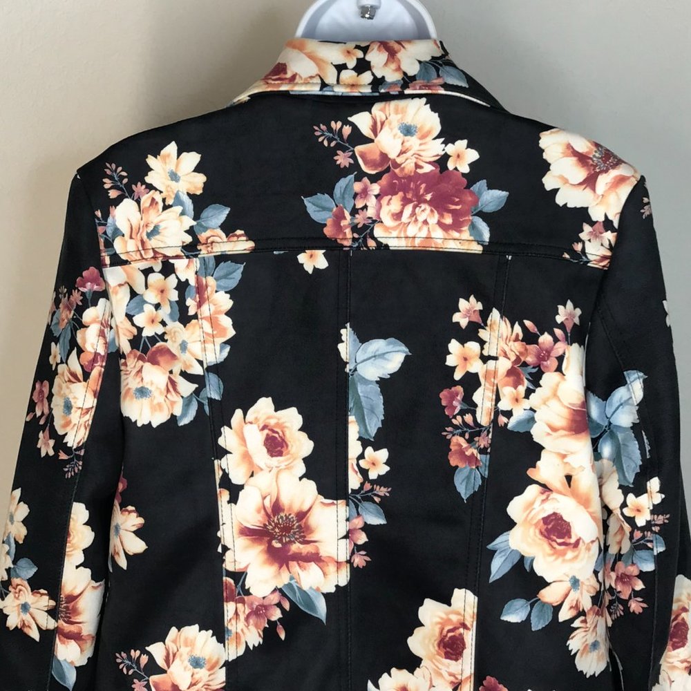 Philosophy Faux Leather Floral Jacket | Black/Floral | X-Small - Picture 9 of 15